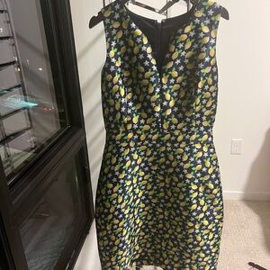 Jcrew lemon print jacquard shift dress 00p NWT